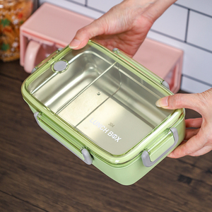 Hot Sale food storage container Eco-friendly stainless steel lunchbox school bamboo fiber lunch box