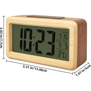 Eco-friendly Wooden Material Made Specifition Having A Sense Of Technology Small Digital Backlight Alarm Table Wooden Clock