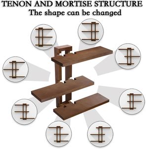Ensemble <span class=keywords><strong>de</strong></span> 3 étagères flottantes en bois <span class=keywords><strong>de</strong></span> style moderne du milieu du siècle, étagères décoratives pour le salon et la <span class=keywords><strong>cuisine</strong></span> - Product Image 4