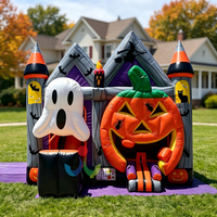 Château gonflable géant d'Halloween effrayant avec entrée fantôme 3D, maison hantée, château de saut, maison de jeu pour la location