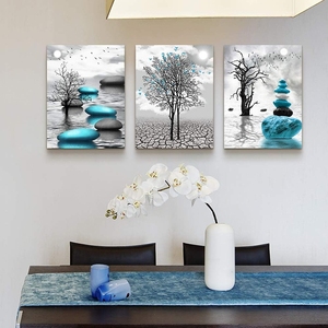 Tela di arte della parete soggiorno decorazione della parete pittura camera da letto <span class=keywords><strong>bagno</strong></span> incorniciato arte astratta decorazione della casa blu pittura murale - Product Image 3