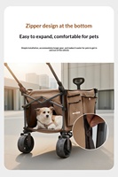 Chariot de camping pliable à frein, quatre roues, tout-terrain, chariot utilitaire à pousser et à tirer avec pare-soleil pour la plage, les courses et le rangement