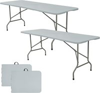 Tables de camping pliantes portables modernes en plastique léger en gros - Lot de 2