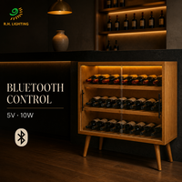 Joystar Armoire à vin sur pied avec porte vitrée, éclairage RGB, finition bois, acrylique, contrôle Bluetooth, KD pour cave à vin