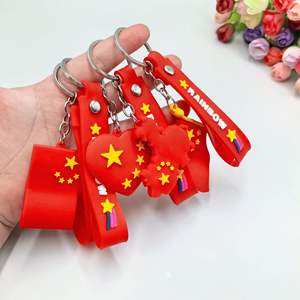 Venta al por mayor 2025 llavero de PVC de moda de cinco estrellas bandera roja <span class=keywords><strong>Mapa</strong></span> de China patriótico Día Nacional regalo recuerdo llavero de plástico - Product Image 2