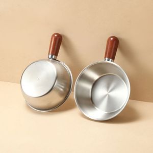 Mini olla de acero inoxidable de 1.5L con mango de madera para sopa de fideos instantáneos, uso individual. - Product Image 4