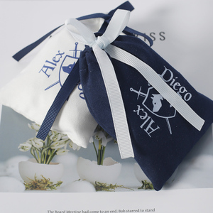 Custom <b>Navy</b> Suede Rectangle Gift Bags Adjustable Velvet Flannel <b>Ribbon</b> Drawstring Packaging Dust Sack Jewelry Pouch Logo - Product Image 5