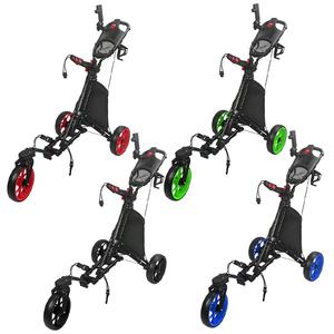 Carro de golf ligero con 3 ruedas giratorias, altura ajustable, carrito de bolsa de golf para todas las edades con paraguas y portavasos - Product Image 1