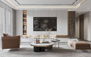 Настраиваемый современный минималистичный шкаф для телевизора для гостиной, высококачественный фон из каменной плиты с большим пространством для хранения под заказ - Product Image 3