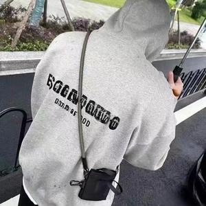 Set Felpa con Cappuccio e Pantaloni della Tuta con Risvolto in Cotone Unisex con Logo ESS, Stile Casual High Street - Product Image 6