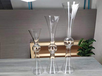 Centre de table de mariage, vases à fleurs en verre transparent réversibles, support pour centre de table de mariage, décoration de fête de mariage