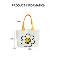 Sac à main mini en toile motif visage souriant pour l'été 2026 – Sac fourre-tout décontracté et tendance pour femme, petit sac à main en toile pour usage quotidien