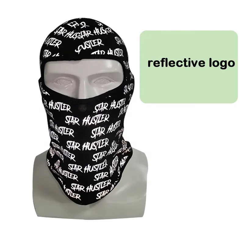 Nieuwe Mode Reflecterende Logo Bivakmuts Ski Masker Full Face Zwart Custom Ontworpen Thermische Bivakmuts