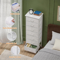 Commode moderne et simple de 47 pouces avec 7 tiroirs en tissu et structure métallique pour chambre et salon