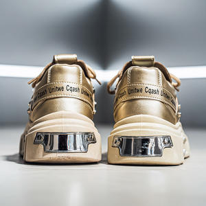 Chaussures de skate punk métalliques de luxe léger 2026, grande taille, talon épais, rehaussant, respirantes, en cuir, streetwear, chaussures de sport pour hommes - Product Image 4