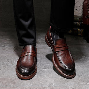 Zapatos Clásicos de Vestir Formales de Cuero Genuino para Hombre, Estilo Penny Loafer, Transpirables, Sin Cordones, para Primavera - Product Image 1