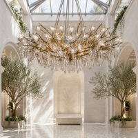 Lustre en cristal haut de gamme professionnel pour exposition, villa, escalier, restaurant, luxe, suspension en cristal pour duplex