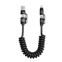 Nouveau câble de charge rapide rétractable en spirale tendance 65w 4 en 1 de haute qualité câble USB c pour divers appareils