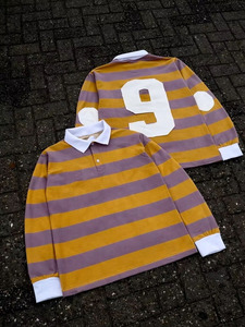 Polo rayé rétro Y2K Harajuku pour homme, manches longues, motif brodé, coupe ample, tenue streetwear, t-shirt - Product Image 4