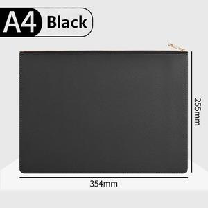 Porte-documents en cuir PU A4 avec fermeture éclair - Sac à documents imperméable pour le bureau et l'école, rangement de fournitures scolaires, pochette en cuir multi-usages avec fermeture éclair - Product Image 6