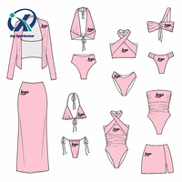 Produsen Pakaian Renang Kustom Desain Bikini Wanita Logo Kustom Set Pakaian Pantai Baju Renang Satu Potong