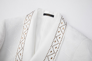 Veste de costume d'affaires pour hommes de style européen américain <span class=keywords><strong>grande</strong></span> <span class=keywords><strong>taille</strong></span> fond plat simple boutonnage pour Costume de performance d'hôte de scène - Product Image 5