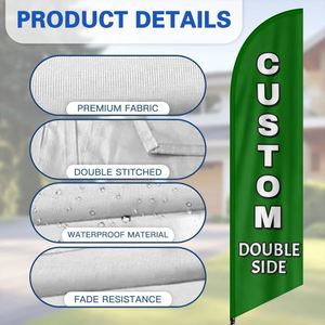 Drapeaux en polyester imprimés sur mesure en gros, mât en fibre de verre, bannières en forme de goutte d'eau imperméables et résistantes aux UV, double face - Product Image 6