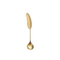 Creatieve minimalistische spiegelpolijst 304 roestvrijstalen lepel, veervormige koffie-, cake-, dessert- en fruitvorkset, draagbaar, terug naar school