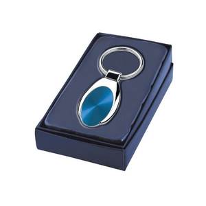 Llavero Metálico Andrew, Forma Ovalada Azul, Acabado Cromado - Product Image 2