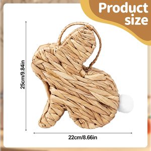 YULIN JIAFU Handmade Bunny Rattan Woven Basket Cute <strong>Small</strong> Rabbit Picnic <strong>Hamper</strong> for Egg Hunt Candy Gifts Flower - Product Image 2