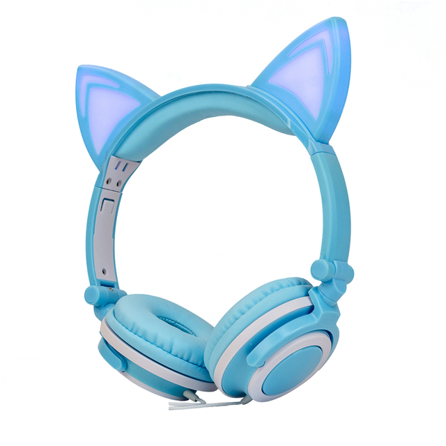 Christmas Gifts Foldable Headphone Cute Cat Ear Headphones With LED Light