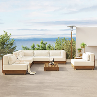 Canapé d'extérieur en teck personnalisé Sunway Factory, mobilier de jardin, ensemble de canapés modulaires imperméables pour patio extérieur avec table basse