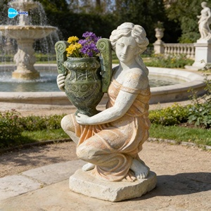 Pot de jardin en marbre fait main de style européen pour villa et aménagement paysager extérieur, pot en pierre de style occidental en marbre - Product Image 4