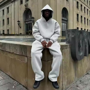 هودي سادة ثقيل الوزن 800 جرام/متر مربع من القطن 100٪ مع صوف سميك، هودي فضفاض للجنسين بشعار مخصص لمصنعي العلامات التجارية - Product Image 2