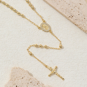 Joyería Religiosa Católica Cristiana, Collar con Colgante de Cruz de la Virgen de Guadalupe y San Judas Tadeo, <span class=keywords><strong>Rosario</strong></span> Unisex - Product Image 3