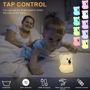 Lampe de chevet douce pour chambre d'enfant <span class=keywords><strong>Koala</strong></span> capteur tactile LED <span class=keywords><strong>veilleuse</strong></span> enfants cadeau d'anniversaire décoration de chambre - Product Image 4