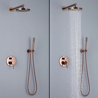 Ensemble de robinet de douche à effet pluie de luxe de 8 pouces Ensemble de mitigeurs de douche muraux Combo en or rose