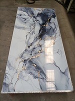 Panneaux muraux en PVC écologique effet marbre brillant, imperméables, pour salle de bain, revêtement mural moderne de luxe, vente chaude, OEM