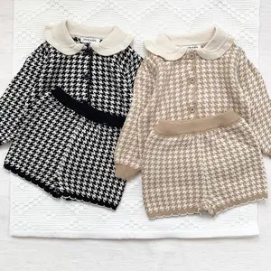 2021 automne hiver nouveau-né bébé enfants 2 pièces ensembles de vêtements à capuche tricoté cardigan avec short barboteuses S21332058