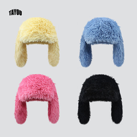 Nouvelle mode décontractée fourrure oreilles de lapin réglable moelleux hiver chaud en peluche Slouchy couleur unie mignon bonnet chapeaux 100% Polyester