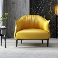 Fauteuil d'appoint moderne en cuir véritable capitonné pour hôtel, salle à manger, salon et bureau à domicile - Canapé de détente confortable
