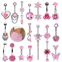 Toposh Bijoux de Piercing Ventre Double Cœurs Gemmes en Acier Chirurgical Anneaux de Nombril pour Femme