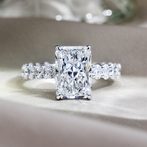 Bague de fiançailles MSR-1832 certifiée IGI avec halo caché, bijou en or massif 18 carats, diamant de laboratoire radiant 5,2 carats F VS1 - Product Image 1