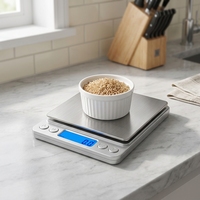 Báscula de Cocina Digital de Alta Precisión, Mini, 500g*0.01g, 1kg/2kg/3kg*0.1g, Recargable por USB, de Bolsillo