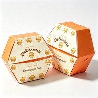 Boîte à hamburger biodégradable en gros pour la vente à emporter, boîte jetable pour la restauration rapide, boîte à sandwich pour emporter avec encre de soja