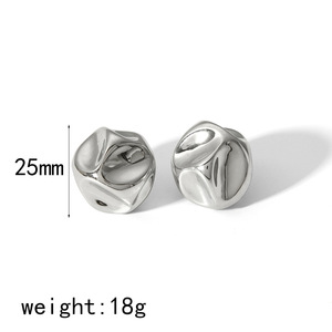Irregular Spherical <b>Titanium</b> Steel <b>Stud</b> Earrings Geometric Design Colorfast European American Style Niche Fashion Jewelry - Product Image 4