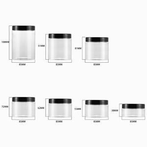 Pot cosmétique pour animaux de compagnie de vente chaude 150g 250g 4oz 8 Oz pot de crème en plastique transparent pour gommage corporel avec couvercle noir et blanc - Product Image 1