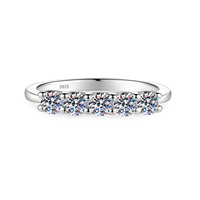 Bague Eternity Pavé en Argent Sterling 925 avec Moissanite, Bague de Phalange Minimaliste Empilable