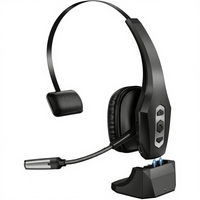 OTYHVV Trucker On-Ear untuk Headset dengan Basis Pengisian Daya Nirkabel, Hands-Free, Active Noise Cancellation, Tombol Mute, Waktu Putar 56 Jam