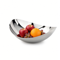 Bol à salade en acier inoxydable poli miroir, assiette à fruits, plateau à dessert pour la cuisine, le salon et la présentation des aliments